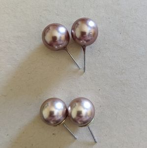 Large brown pearls earrings